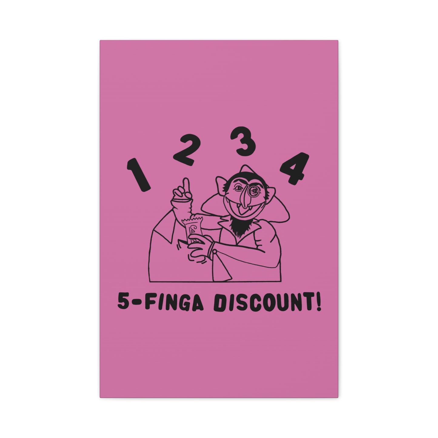 Five Finger Discount Outline Canvas Print Light Pink - Sesame Street The Count Parody Art Print