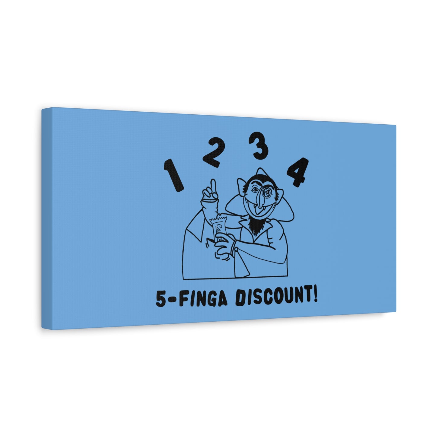 Five Finger Discount Outline Canvas Print Light Blue - Sesame Street The Count Parody Art Print