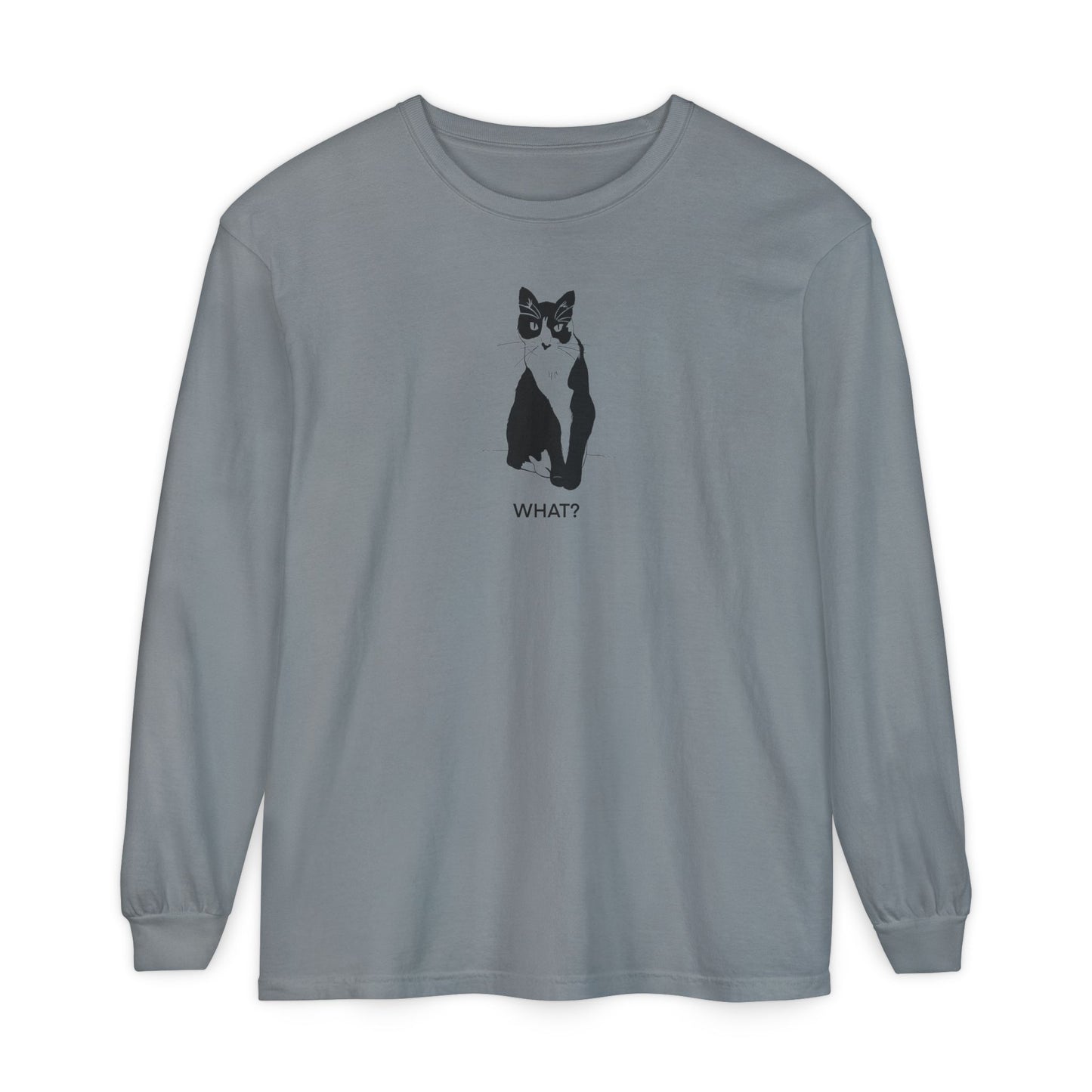 Cattitude Long Sleeve Tee (Transparent Style Cat) - Cat What Shirt