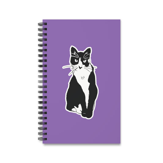 Cat Notebook in Light Purple (Sticker Style Cat) - Cat Spiral Notebook