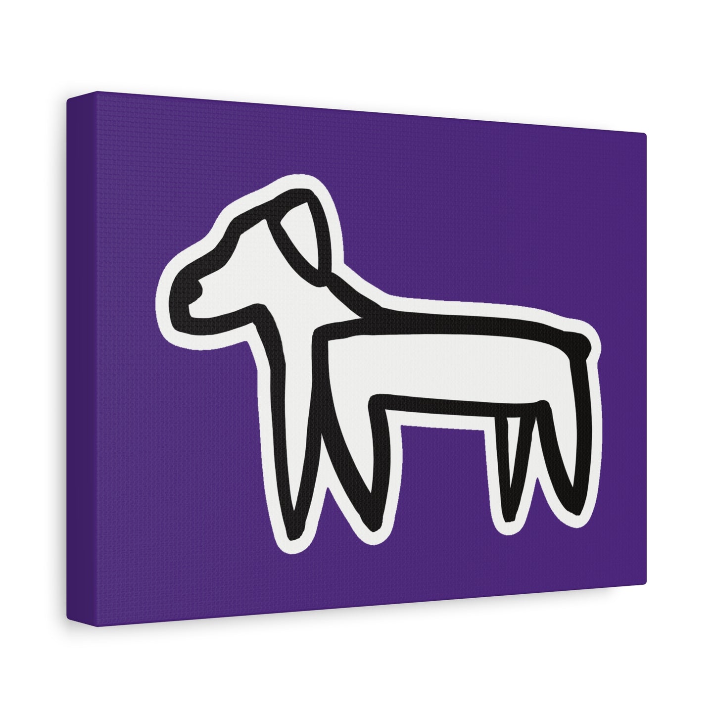 Dog Canvas Print on Purple (Sticker Style White Dog) - Dog Art Print