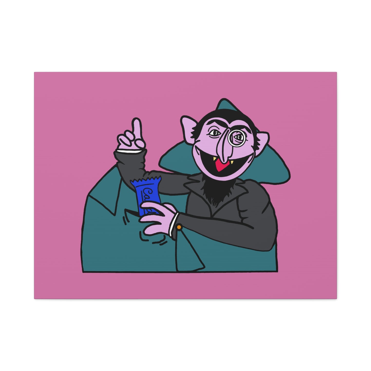 The Count Stealing Candy Canvas Print Light Pink - Sesame Street The Count Parody Art