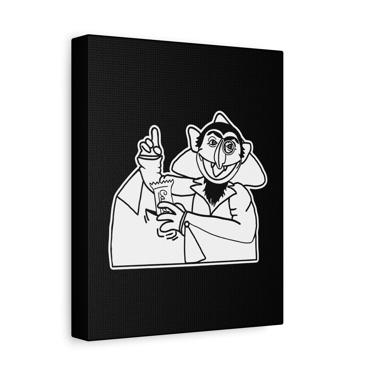 The Count Stealing Candy Outline Canvas Print Black - Sesame Street The Count Parody Canvas Art