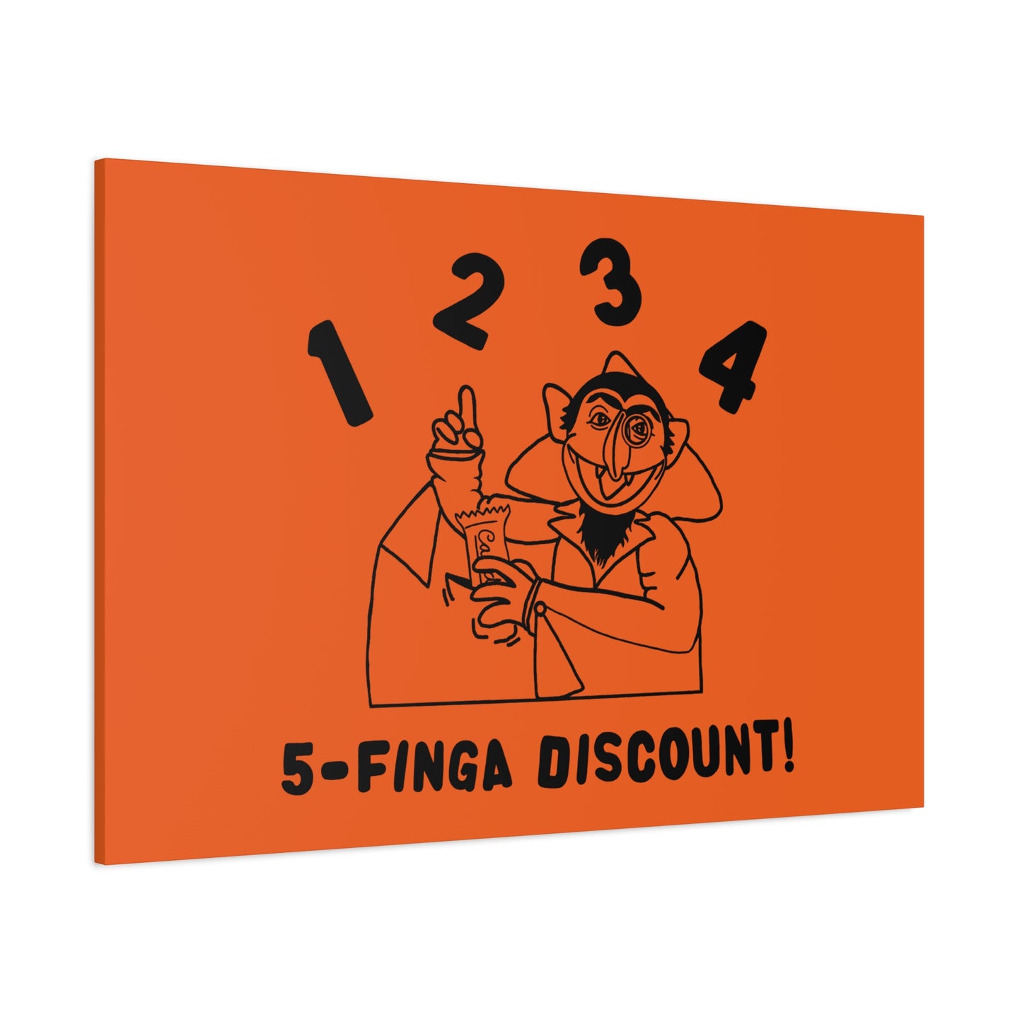 Five Finger Discount Outline Canvas Print Orange - Sesame Street The Count Parody Art Print