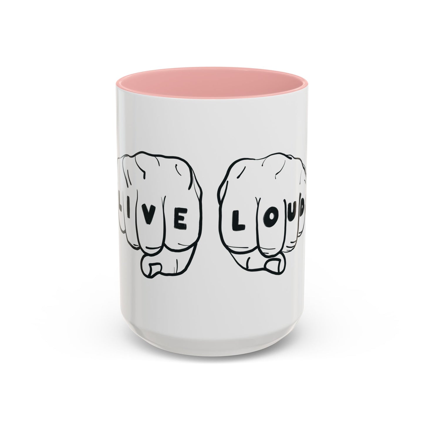 Live Loud Knuckle Tats Tattooed Fists Accent Mug
