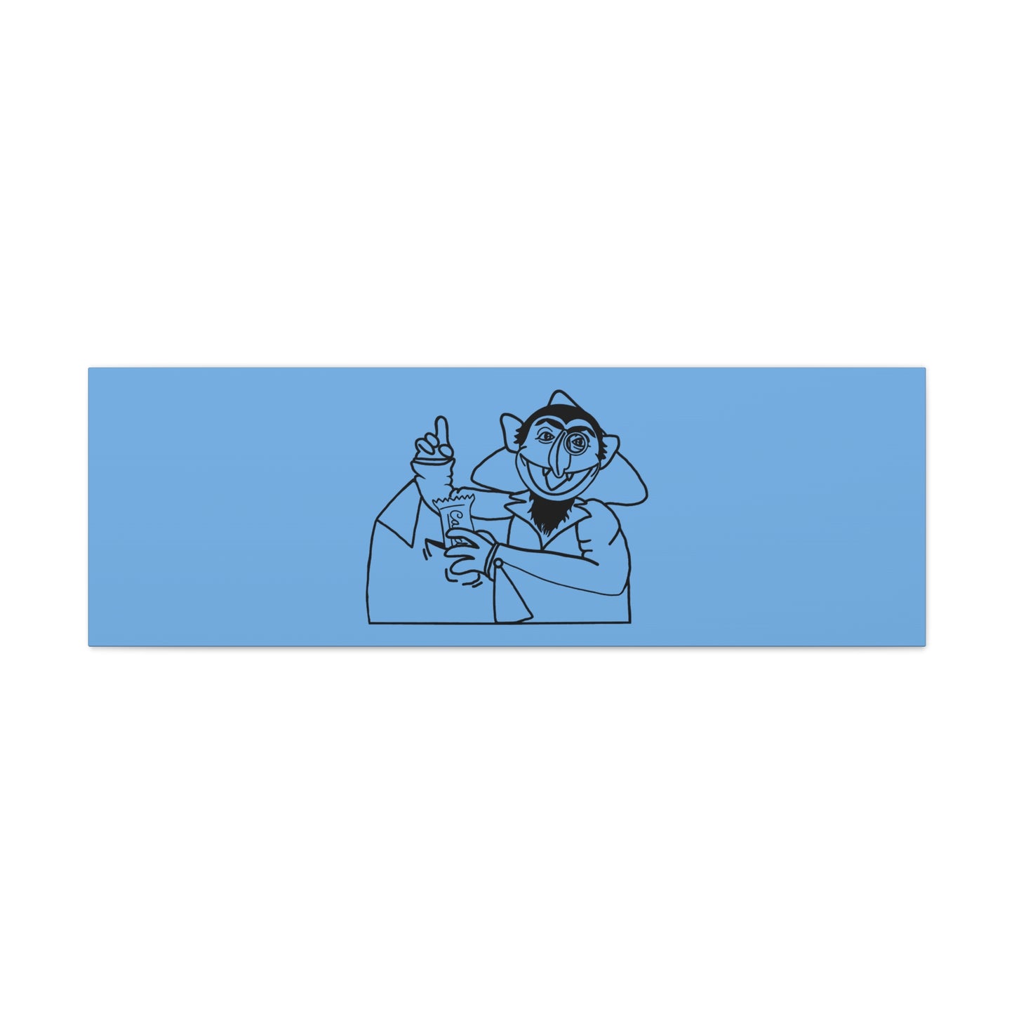 The Count Stealing Candy Outline Canvas Print Light Blue - Sesame Street The Count Parody Art