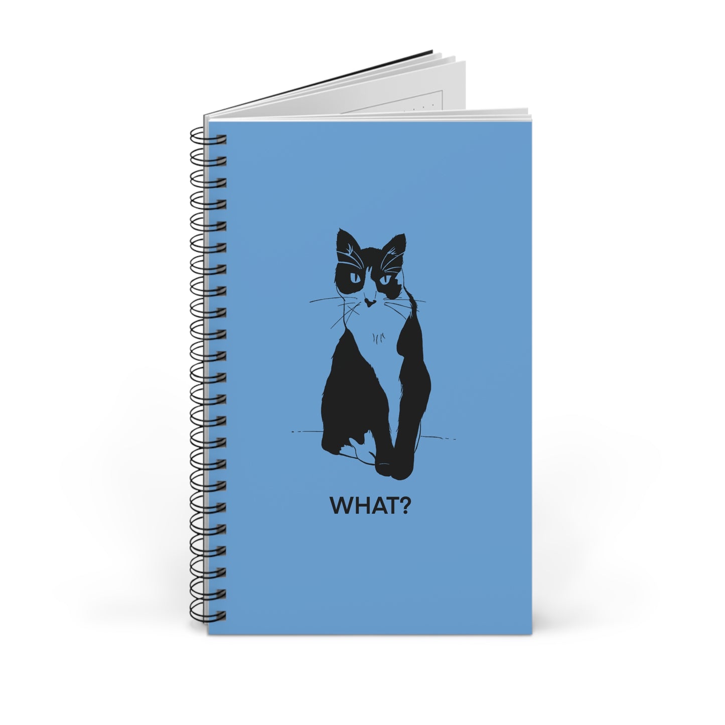 Cattitude Notebook in Light Blue (Transparent Style Cat) - Cat Spiral Notebook