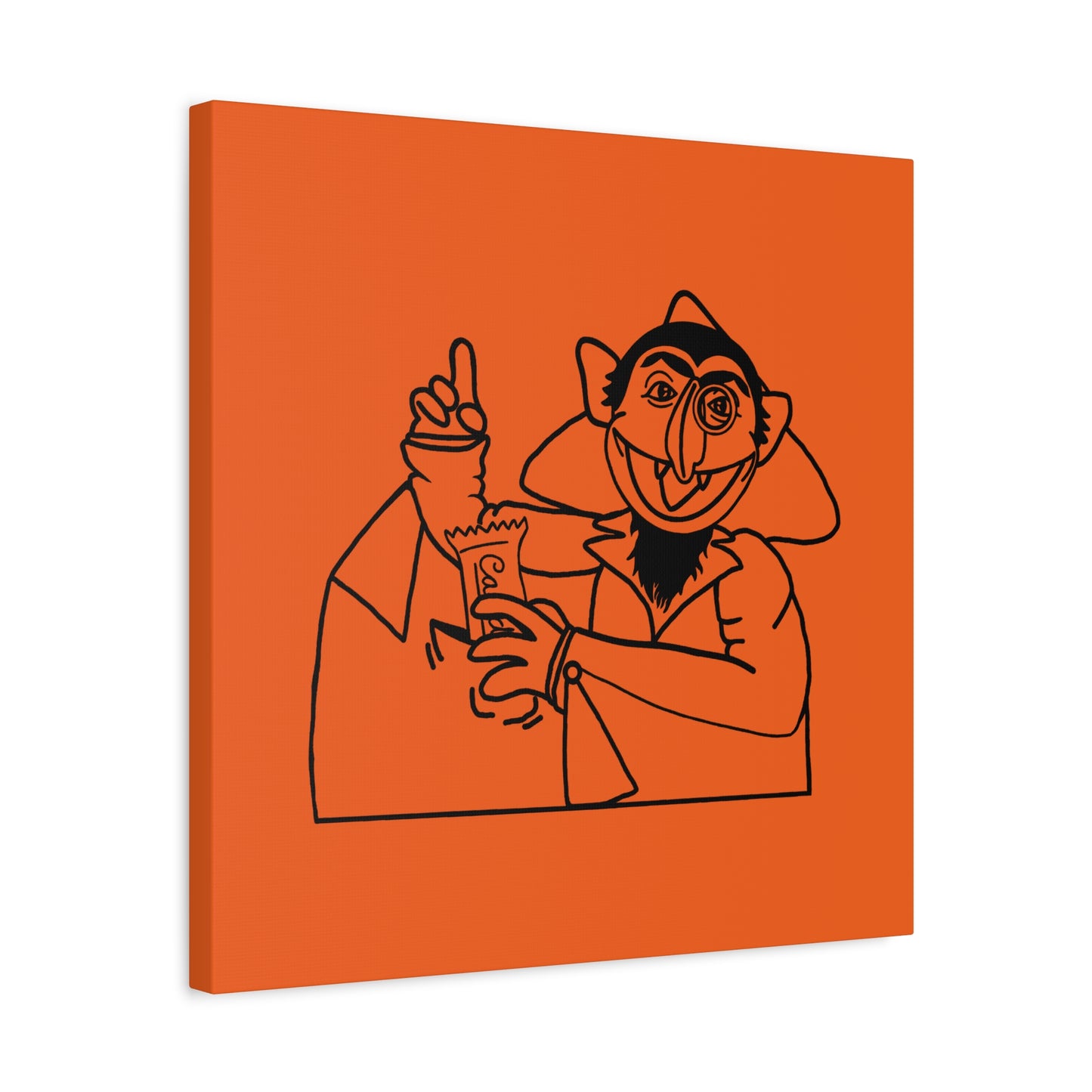 The Count Stealing Candy Outline Canvas Print Orange - Sesame Street The Count Parody Art Print