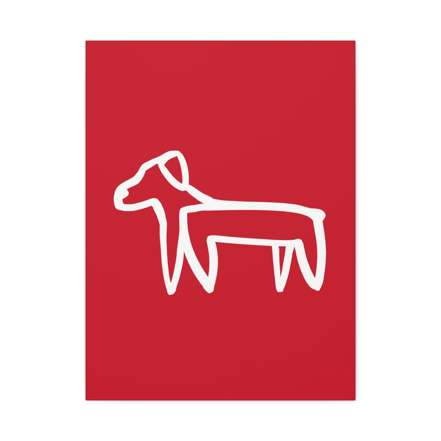 Dog Canvas Print on Red (Transparent Style White Dog) - Dog Art Print