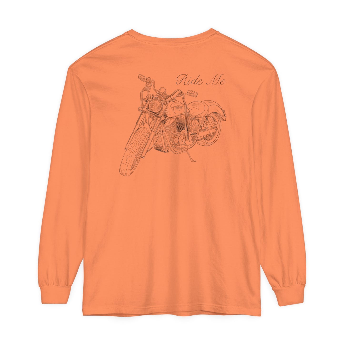 Ride Me Motorcycle Long Sleeve Tee Back Design