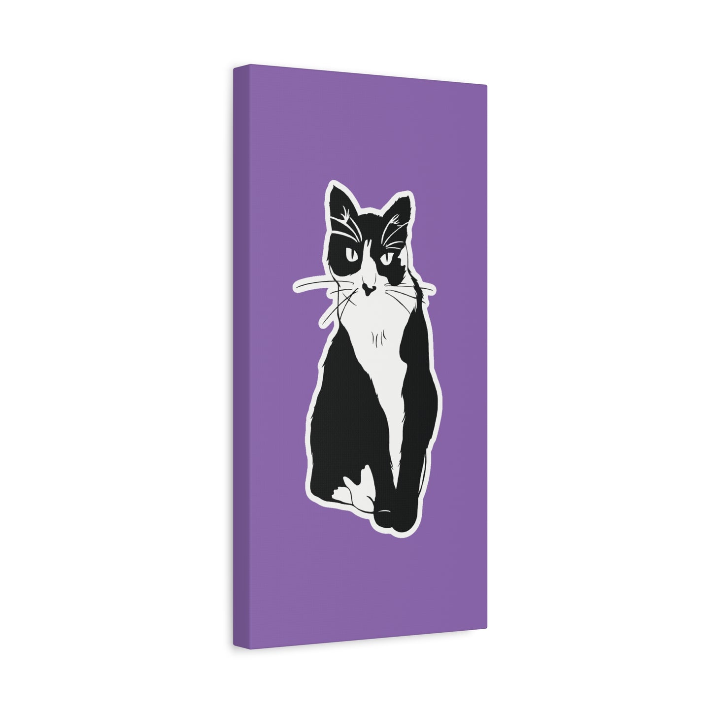 Cat Canvas on Light Purple (Sticker Style Cat) - Cat Drawing Art