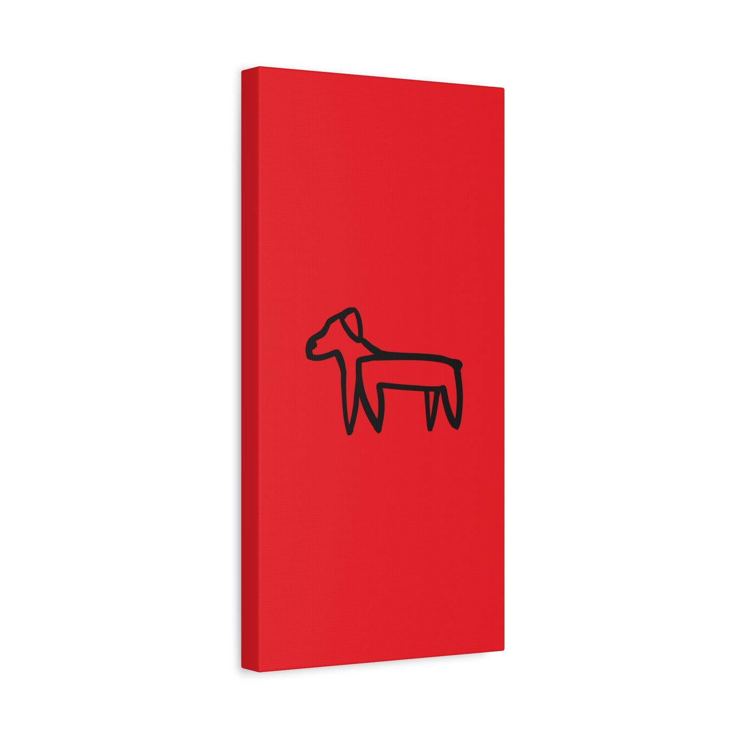 Dog Canvas Print on Red (Transparent Style Black Dog) - Dog Drawing Canvas