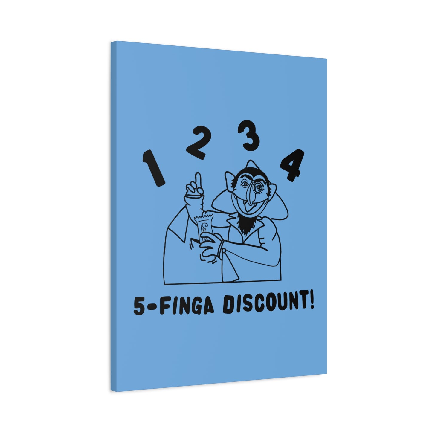 Five Finger Discount Outline Canvas Print Light Blue - Sesame Street The Count Parody Art Print