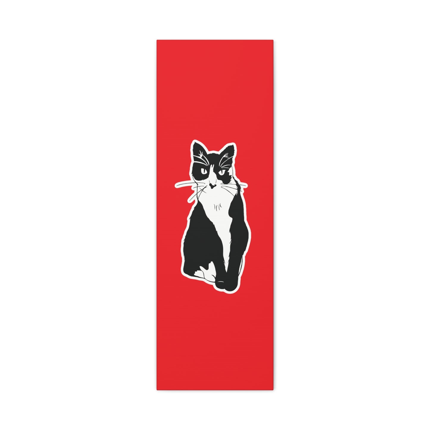 Cat Canvas Print on Red (Sticker Style Cat) - Cat Drawing Art