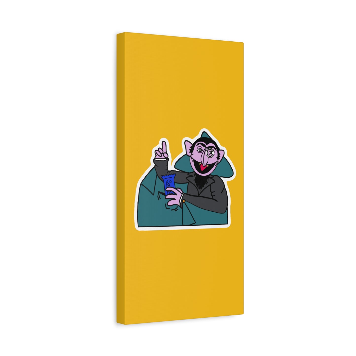 The Count Stealing Candy Canvas Print Yellow - Sesame Street The Count Parody Art
