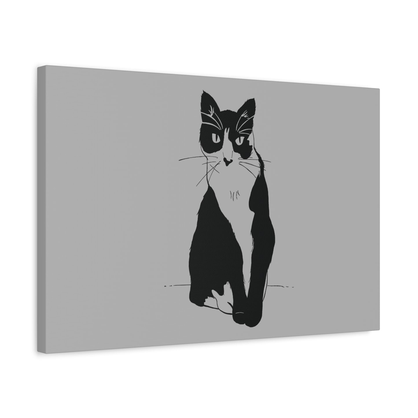 Cat Canvas Print on Grey (Transparent Style Cat) - Cat Drawing Art