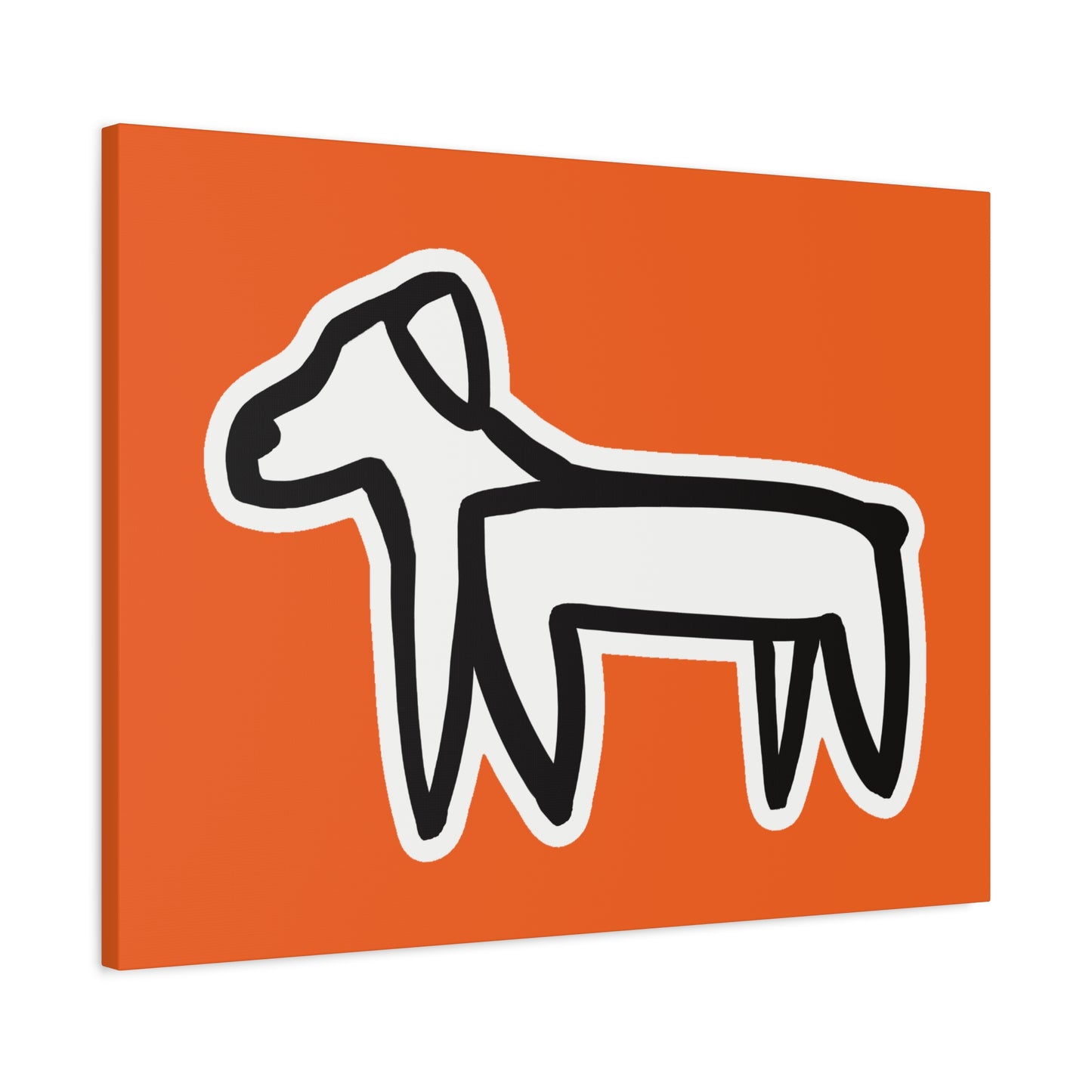 Dog Canvas Print on Orange (Sticker Style White Dog) - Dog Art Print