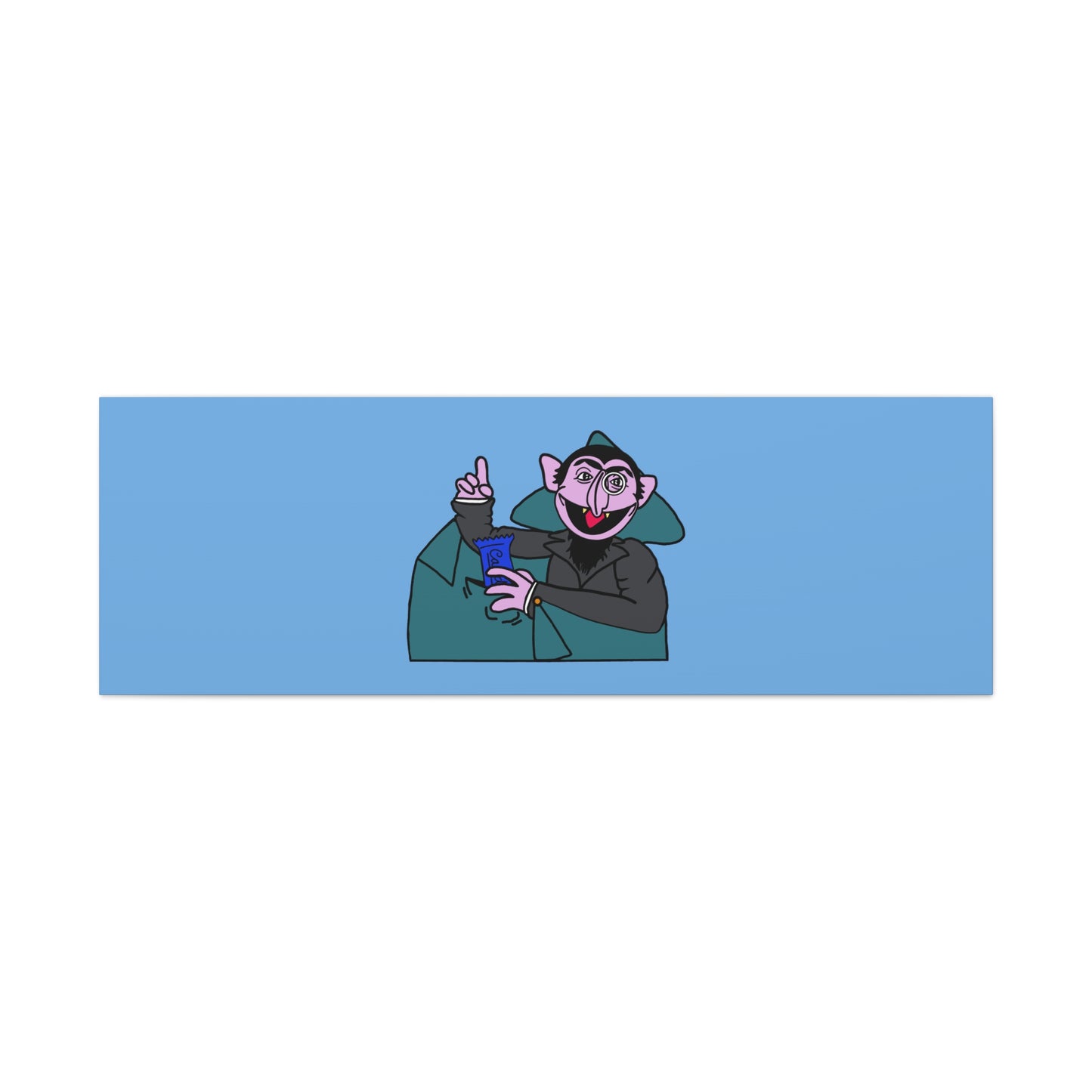 The Count Stealing Candy Canvas Print Light Blue - Sesame Street The Count Parody Art