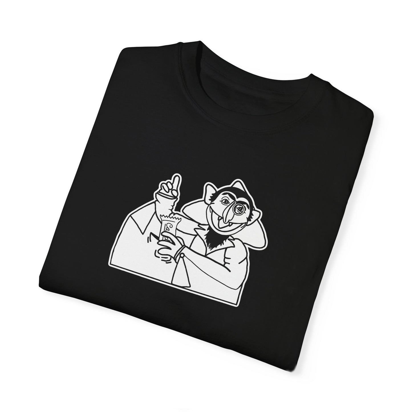 The Count Stealing Candy Outline Tee - Sesame Street The Count Parody Tee