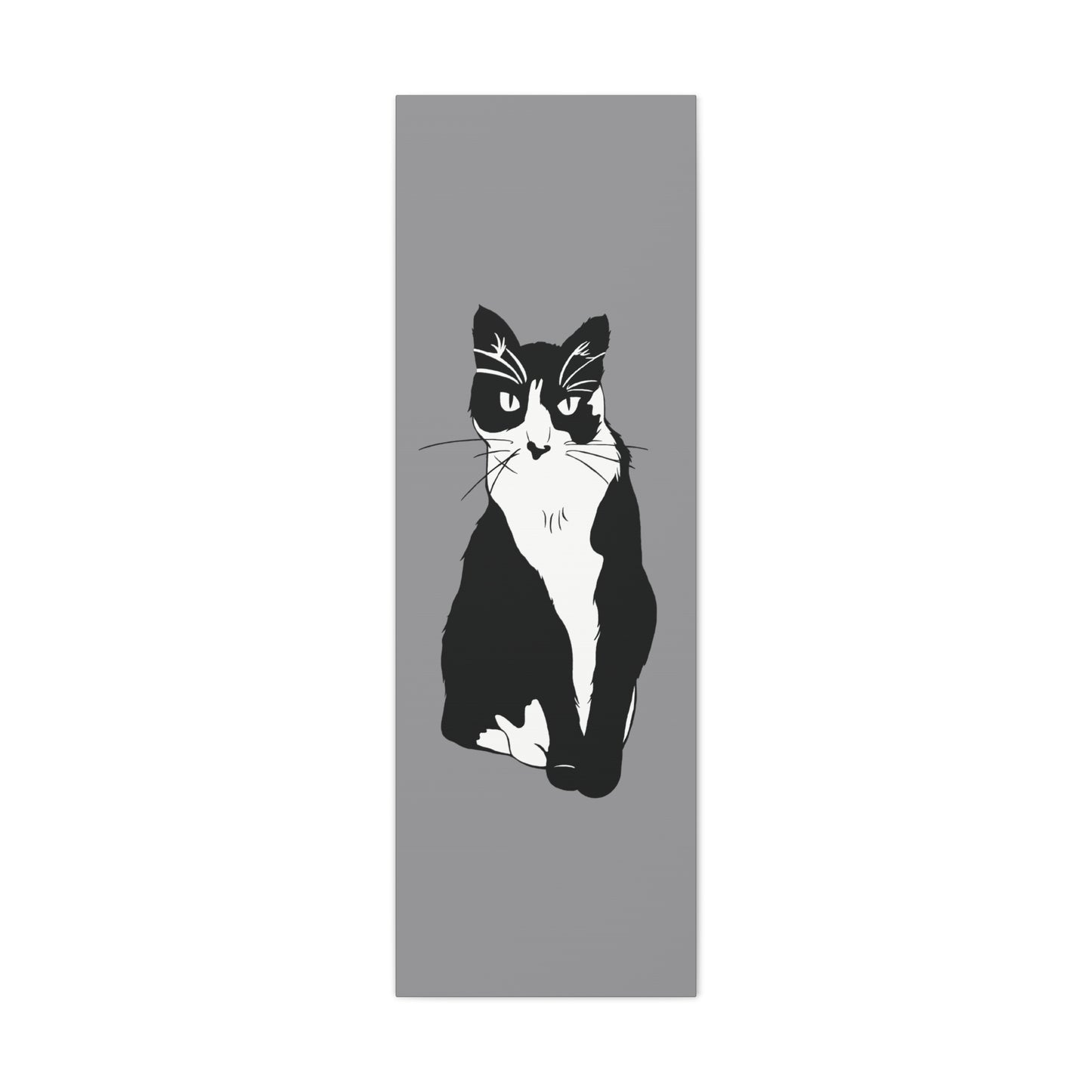 Cat Canvas on Grey (B&W Style Cat) - Cat Drawing Art