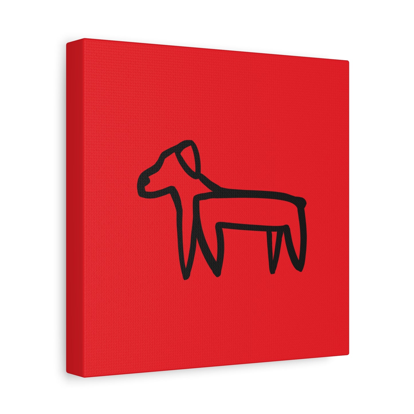 Dog Canvas Print on Red (Transparent Style Black Dog) - Dog Drawing Canvas