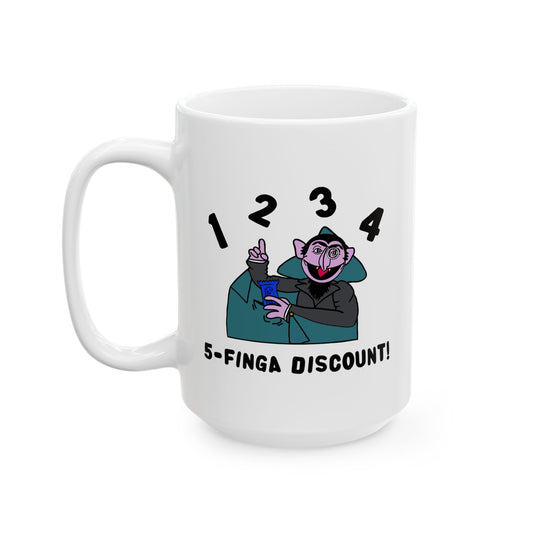 Five Finger Discount Mug - Sesame Street The Count Parody Coffee Mug