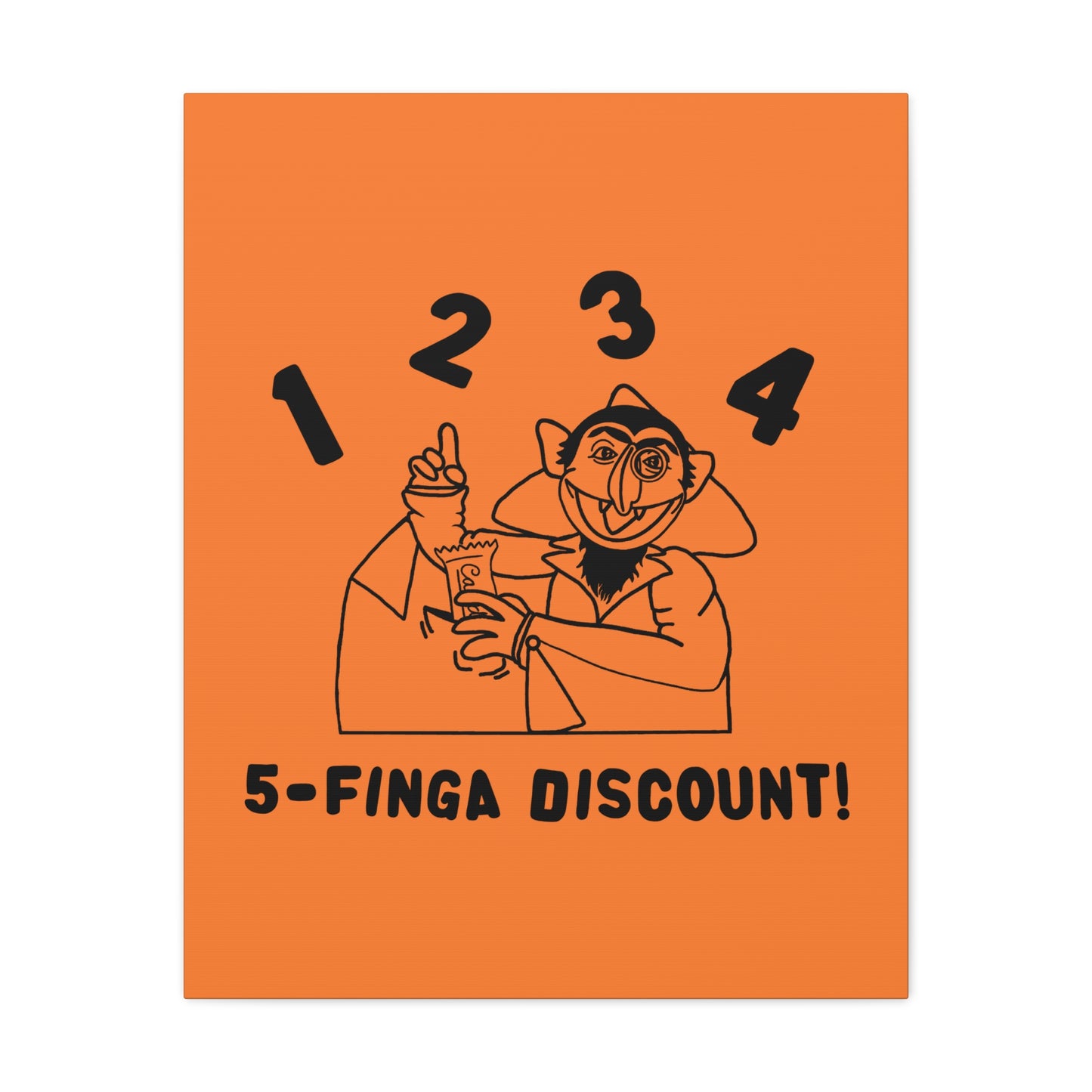 Five Finger Discount Outline Canvas Print Light Orange - Sesame Street The Count Parody Art Print