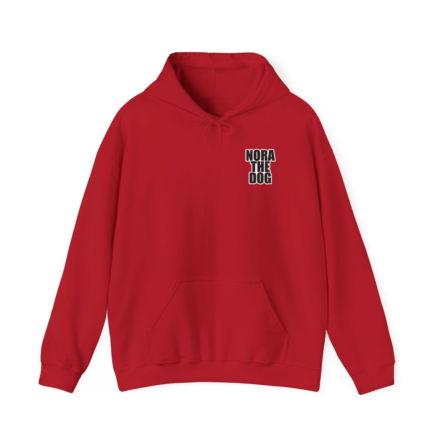 Nora the Dog Heart Hoodie Back Design (Sticker Style Nora) - Nora Hooded Sweatshirt