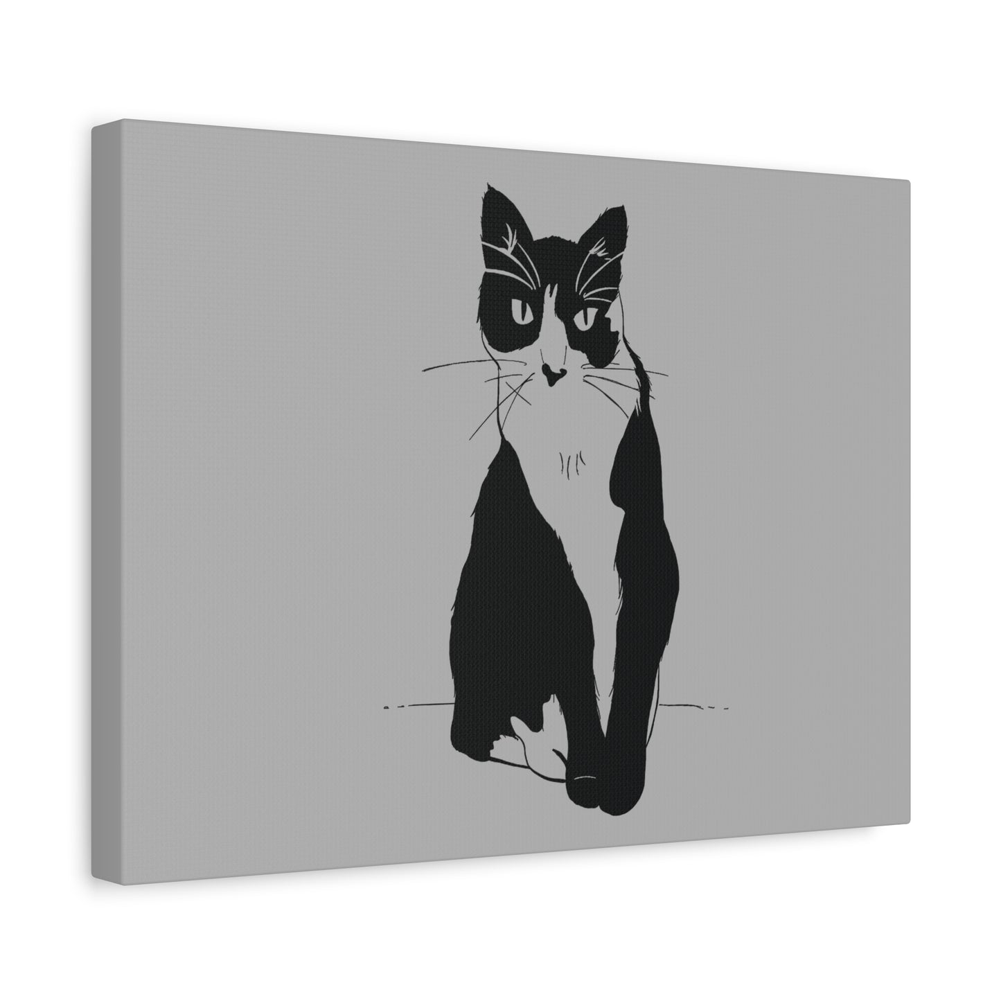 Cat Canvas Print on Grey (Transparent Style Cat) - Cat Drawing Art