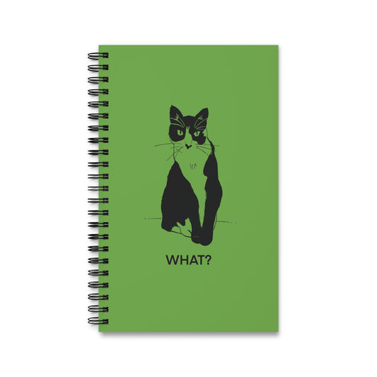 Cattitude Notebook in Light Green (Transparent Style Cat) - Cat Spiral Notebook