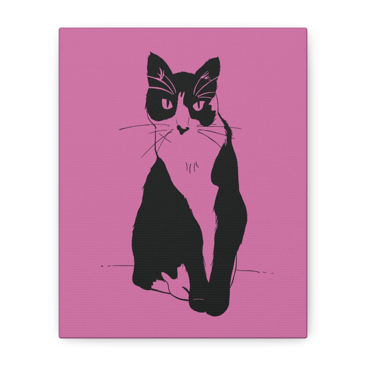 Cat Canvas Print on Pink (Transparent Style Cat) - Cat Drawing Art