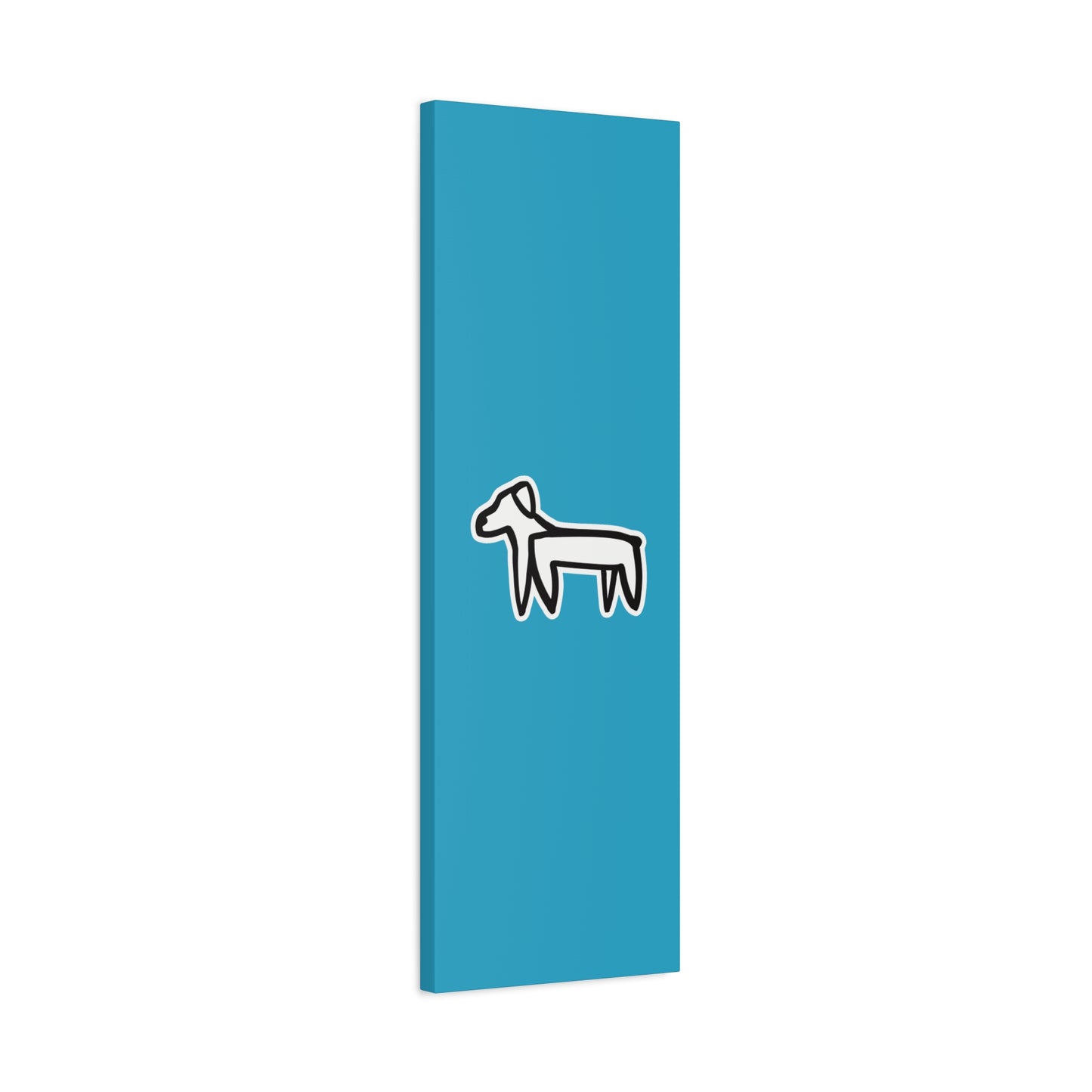 Dog Canvas Print on Turquoise (Sticker Style Black Dog) - Dog Drawing Wall Art
