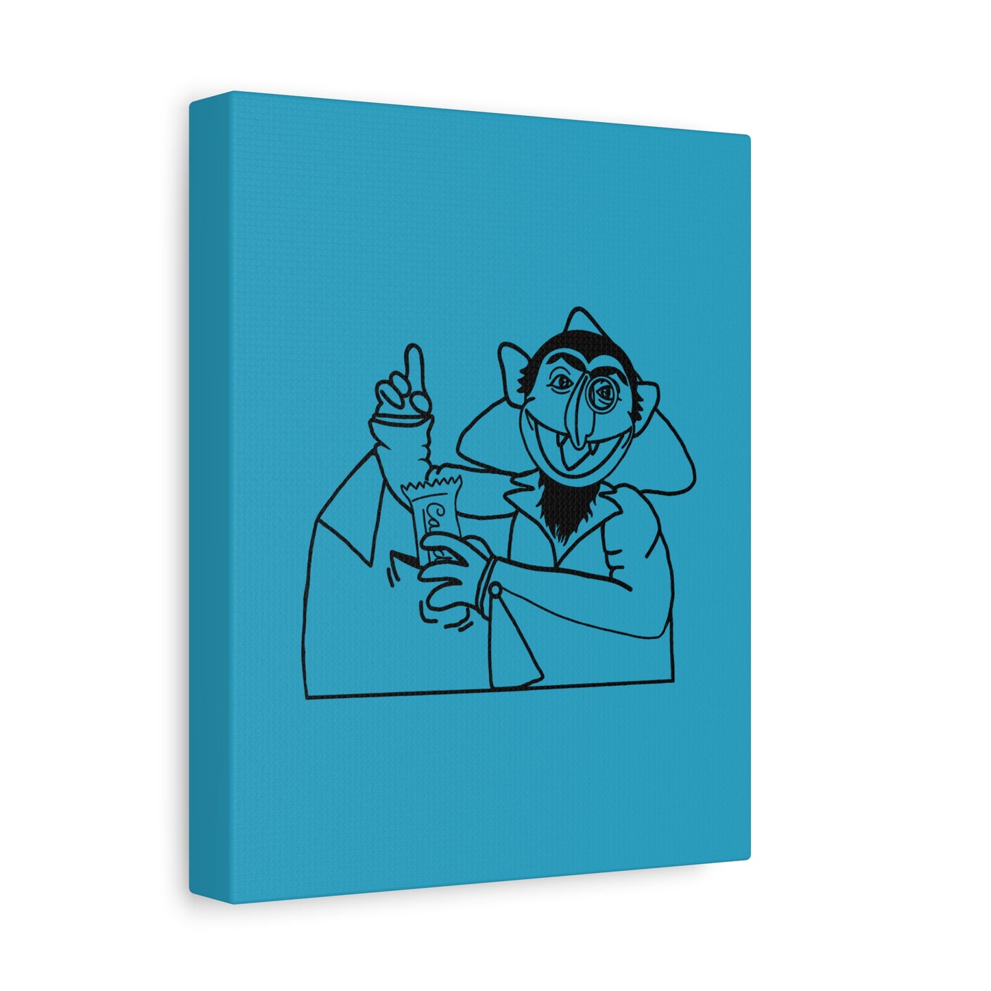 The Count Stealing Candy Outline Canvas Print Turquoise - Sesame Street The Count Art Print