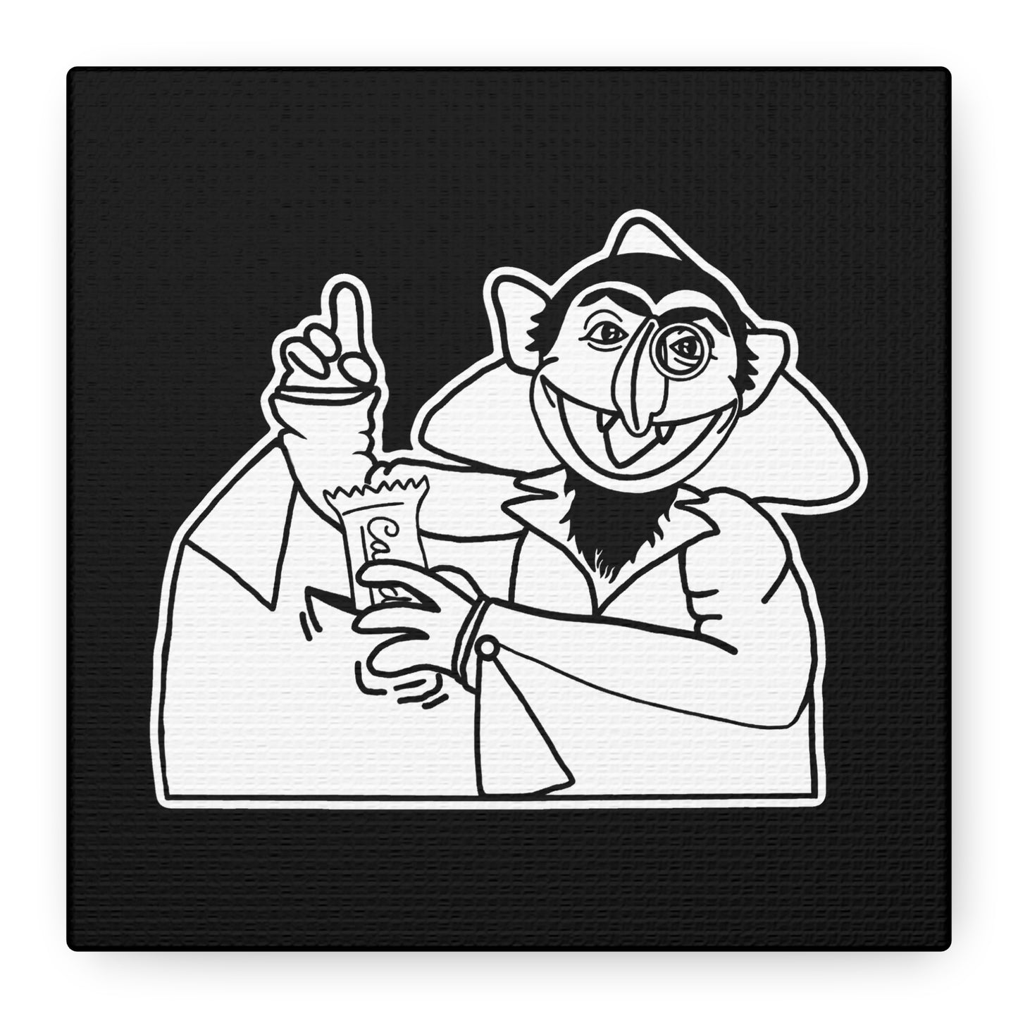 The Count Stealing Candy Outline Canvas Print Black - Sesame Street The Count Parody Canvas Art