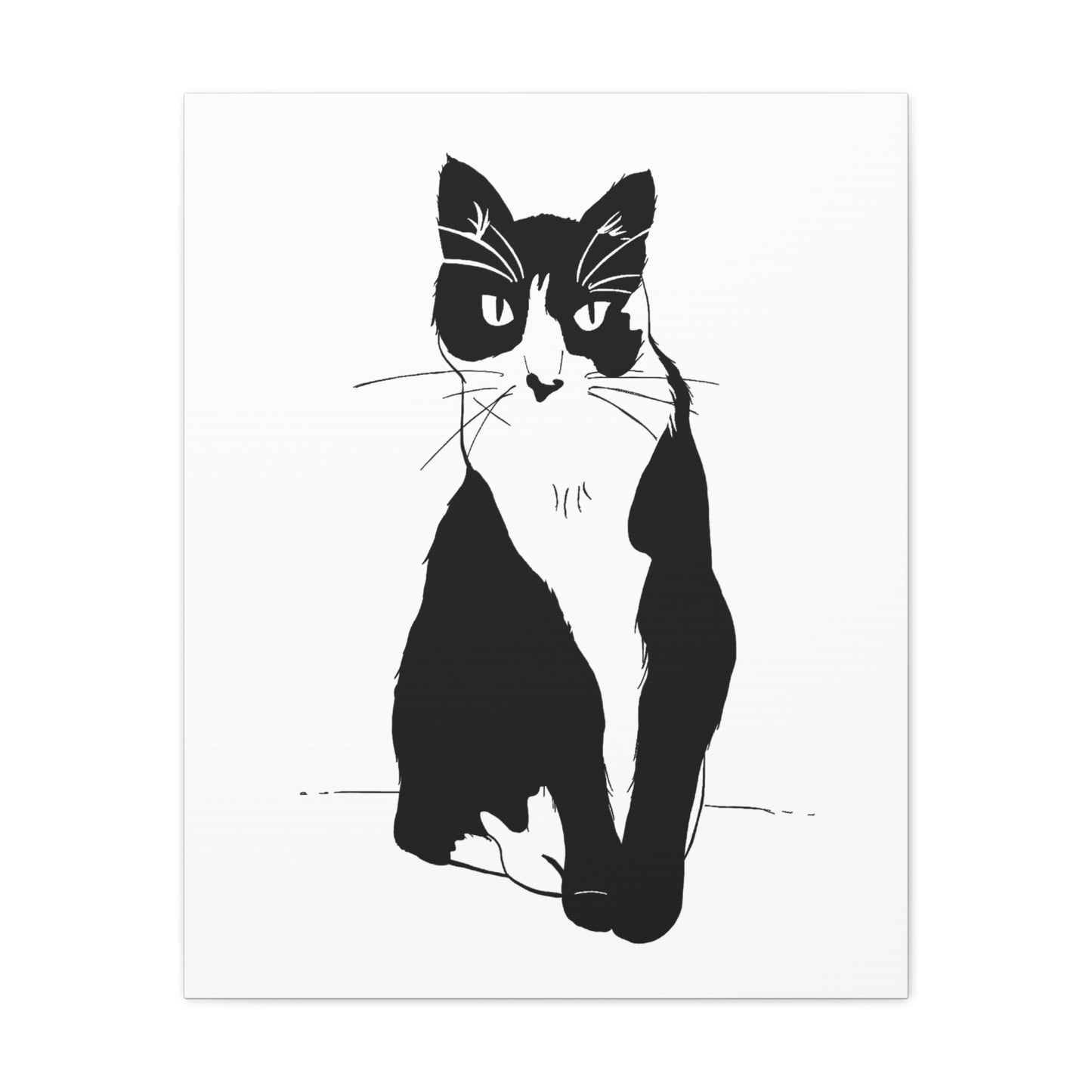 Cat Canvas Print on White (Transparent Style Cat) - Cat Drawing Art