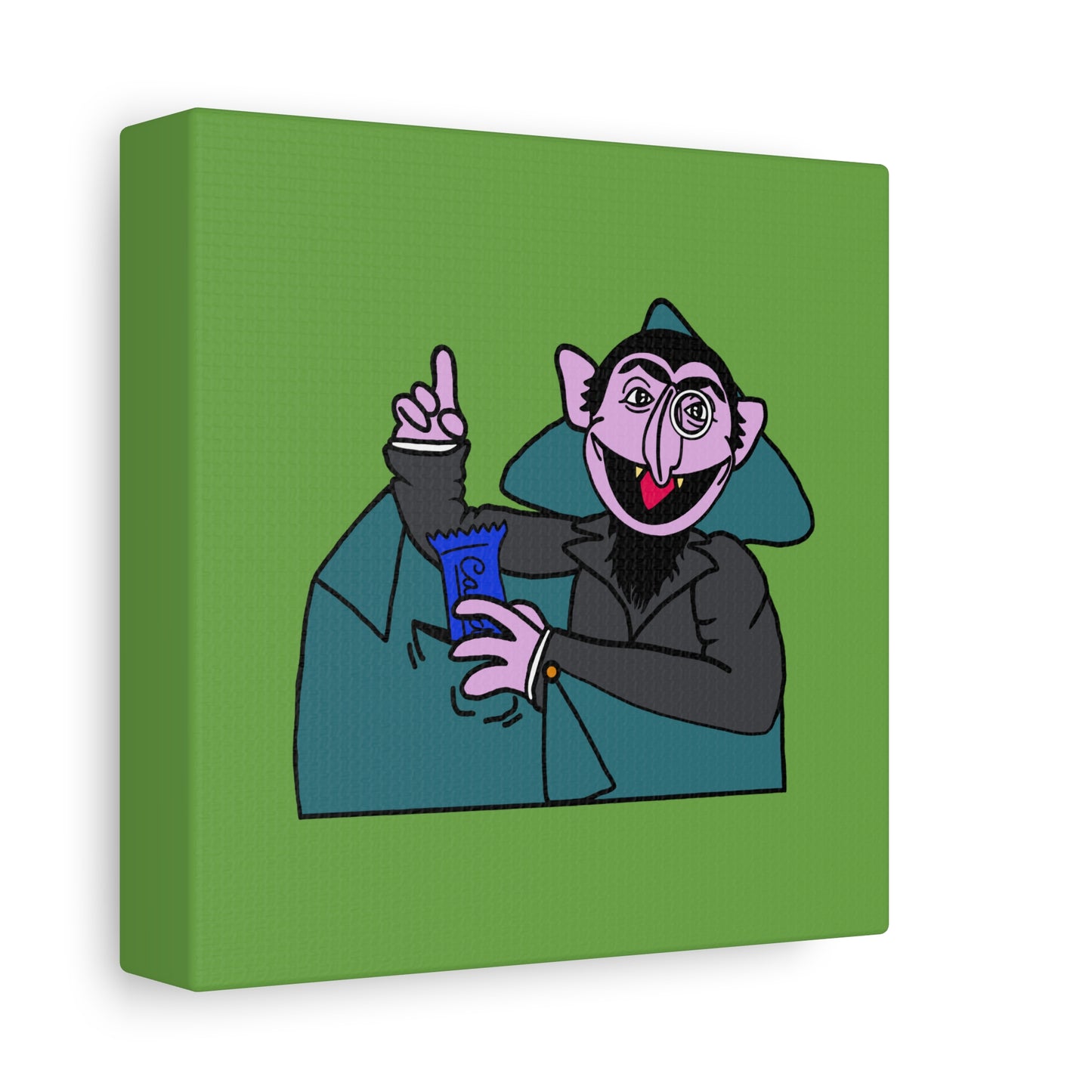 The Count Stealing Candy Canvas Print Green - Sesame Street The Count Parody Art