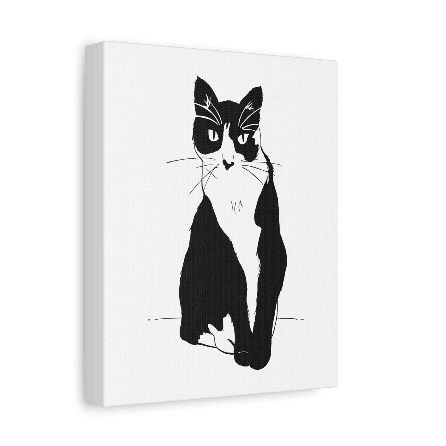 Cat Canvas Print on White (Transparent Style Cat) - Cat Drawing Art