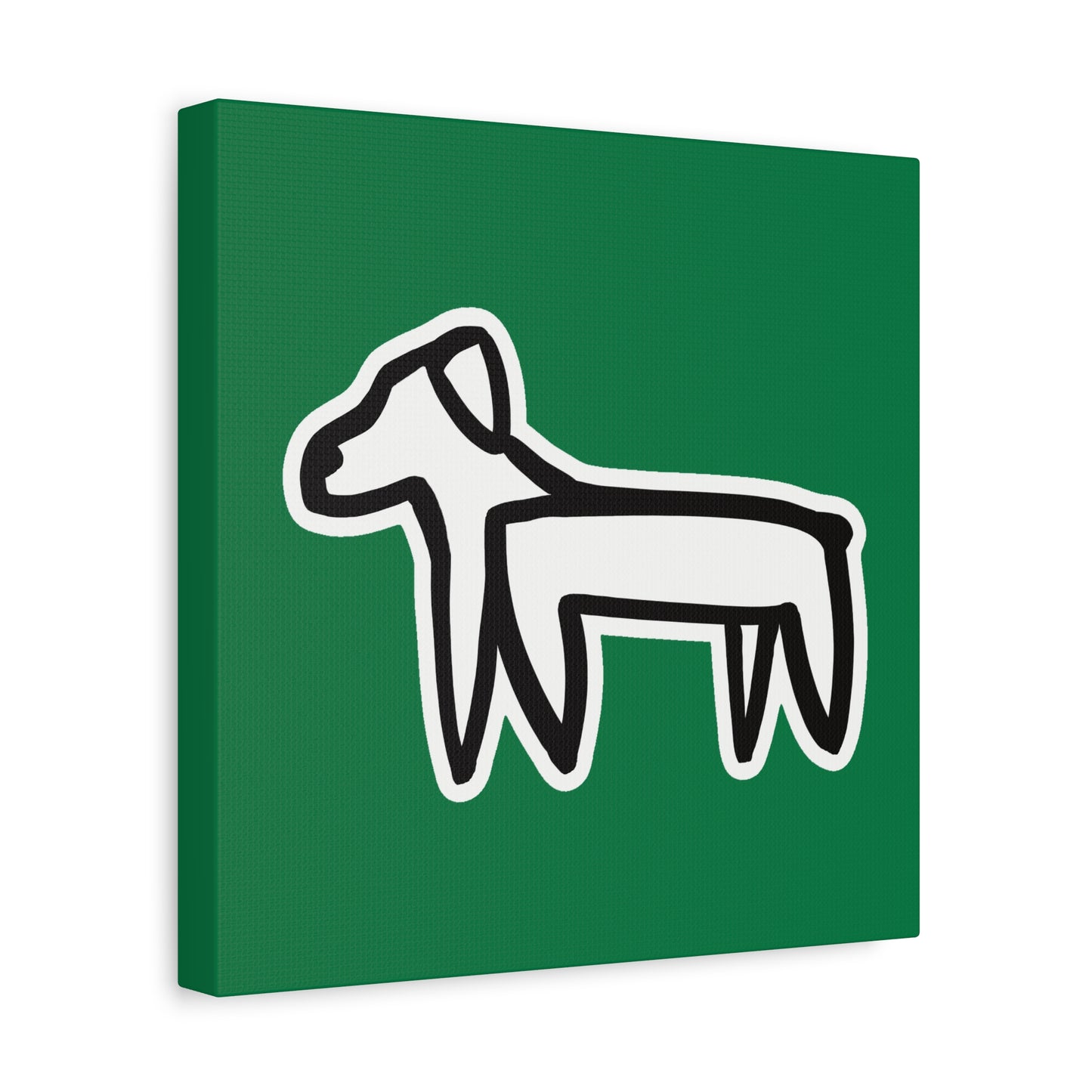 Dog Canvas Print on Green (Sticker Style White Dog) - Dog Art Print