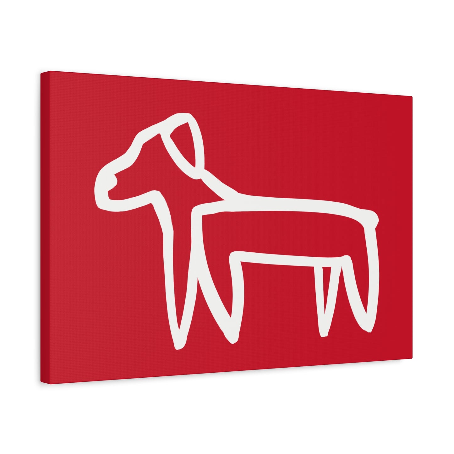 Dog Canvas Print on Red (Transparent Style White Dog) - Dog Art Print