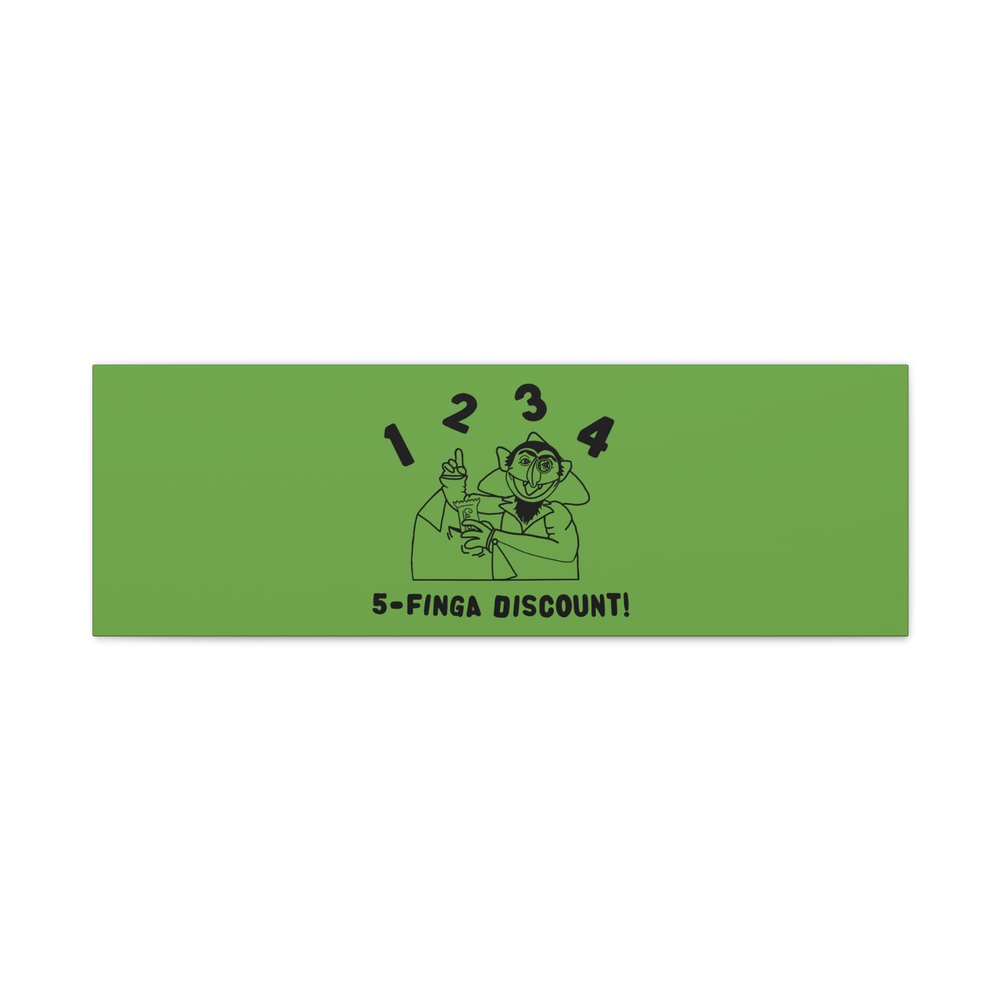 Five Finger Discount Outline Canvas Print Green - Sesame Street The Count Parody Art Print