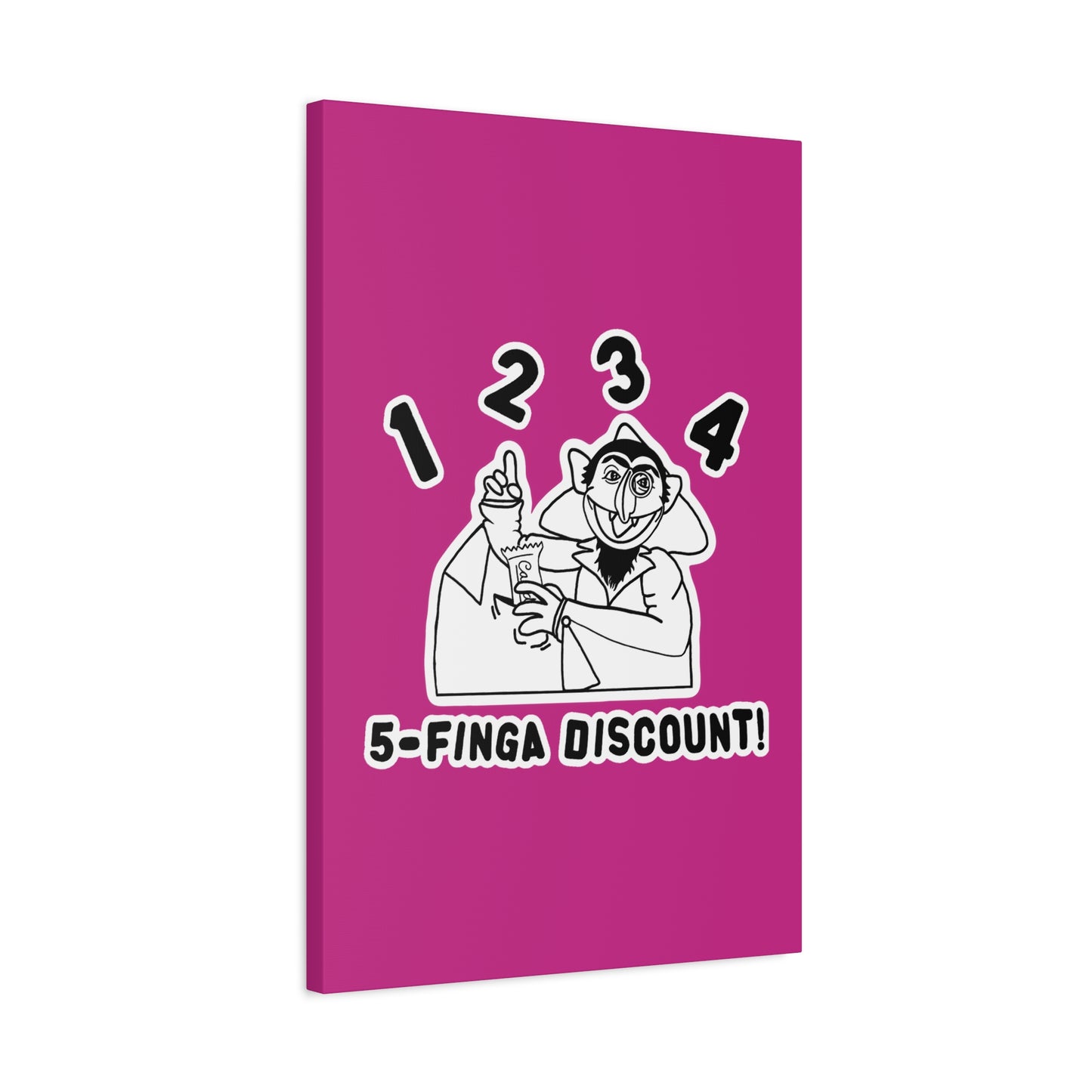 Five Finger Discount Outline Canvas Print Pink - Sesame Street The Count Parody Art Print