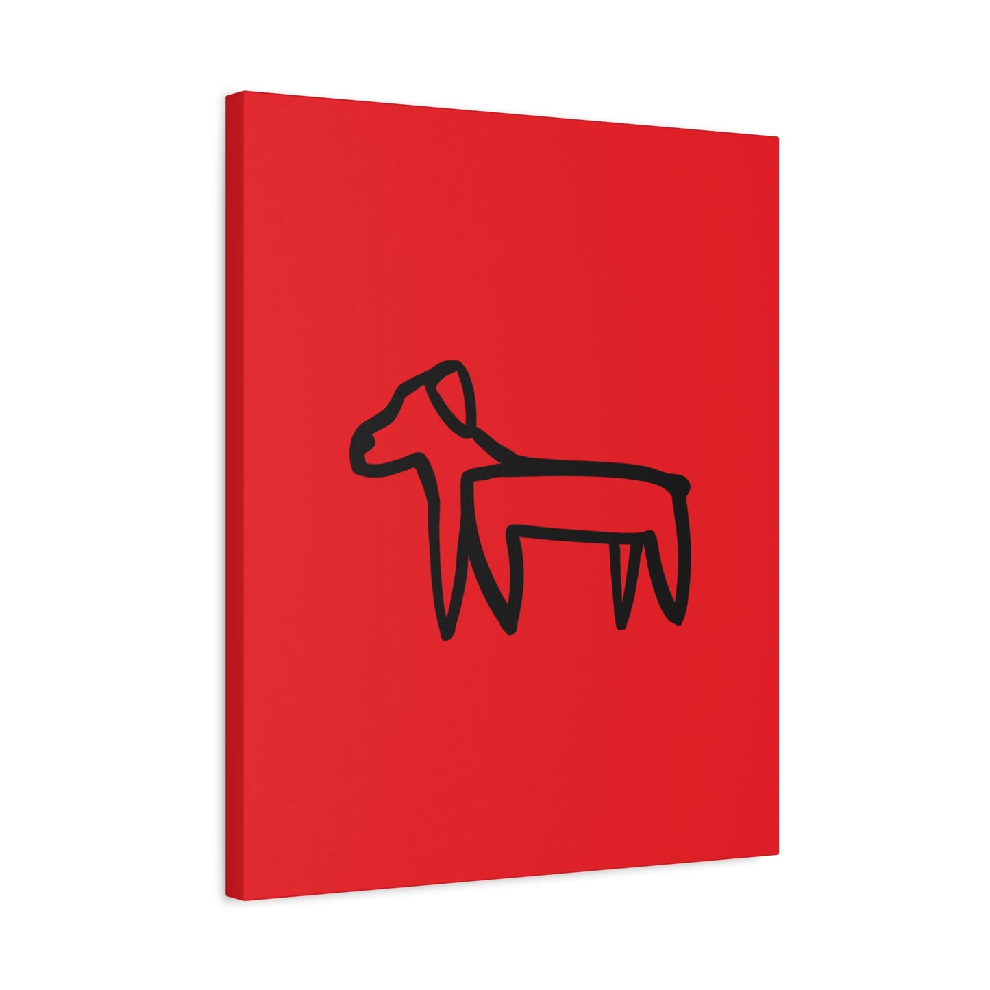 Dog Canvas Print on Red (Transparent Style Black Dog) - Dog Drawing Canvas