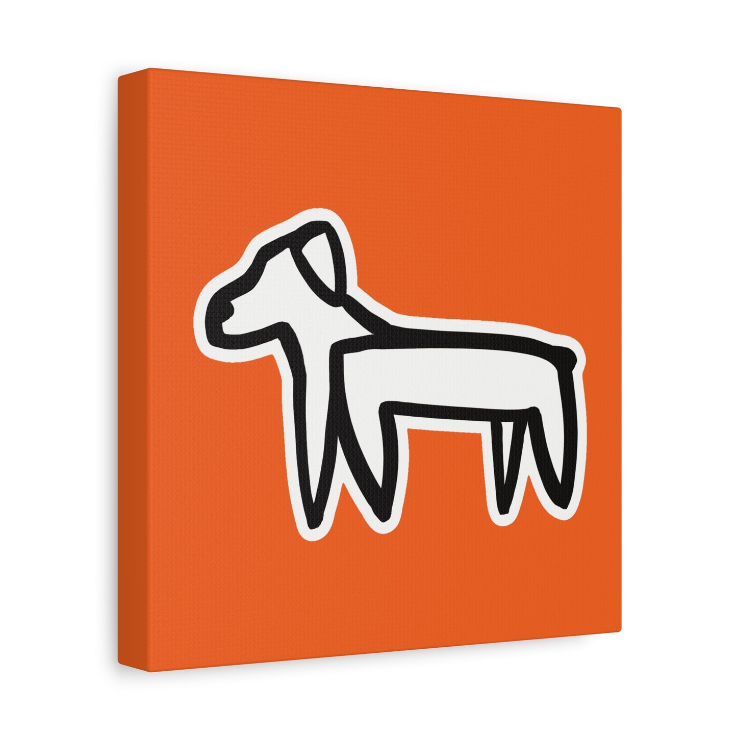 Dog Canvas Print on Orange (Sticker Style White Dog) - Dog Art Print