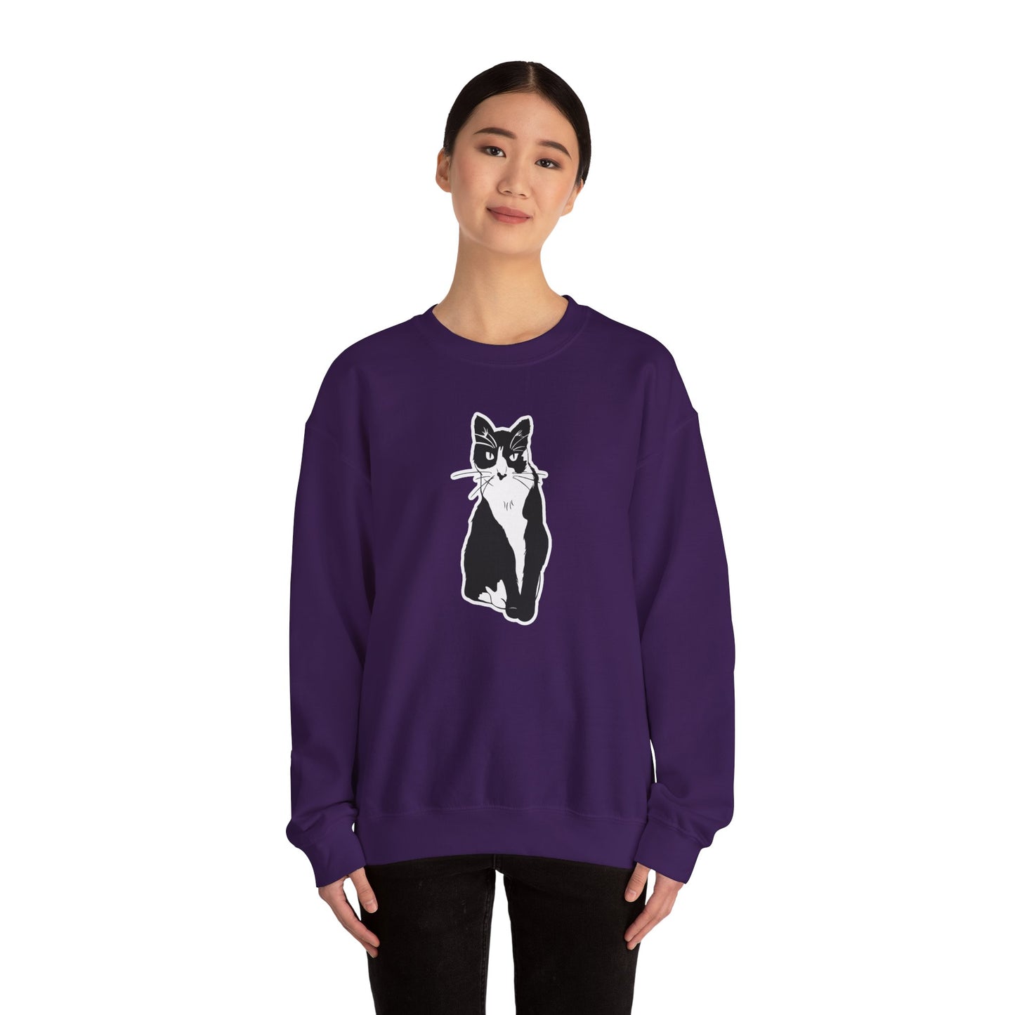 Cat Sweatshirt (Sticker Style Cat) - Cat Drawing Sweatshirt