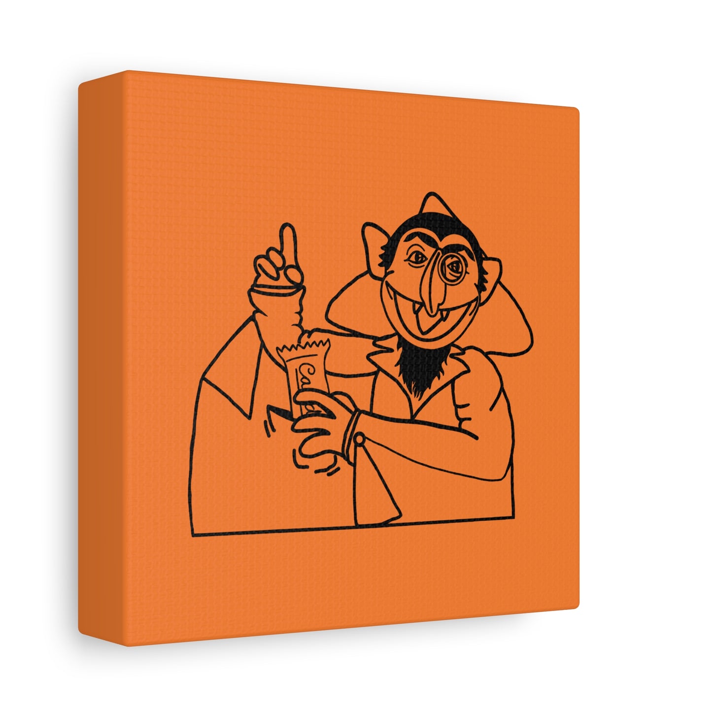 The Count Stealing Candy Outline Canvas Print Light Orange - Sesame Street The Count Parody Art