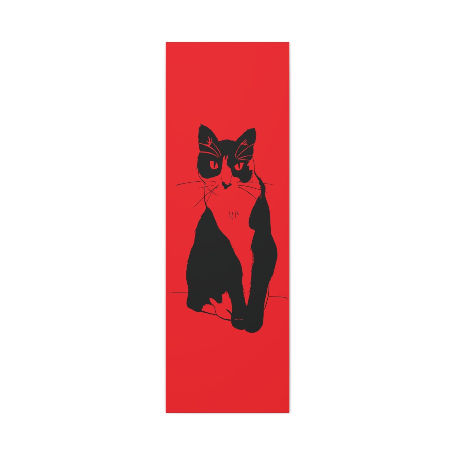 Cat Canvas Print on Red (Transparent Style Cat) - Cat Drawing Art