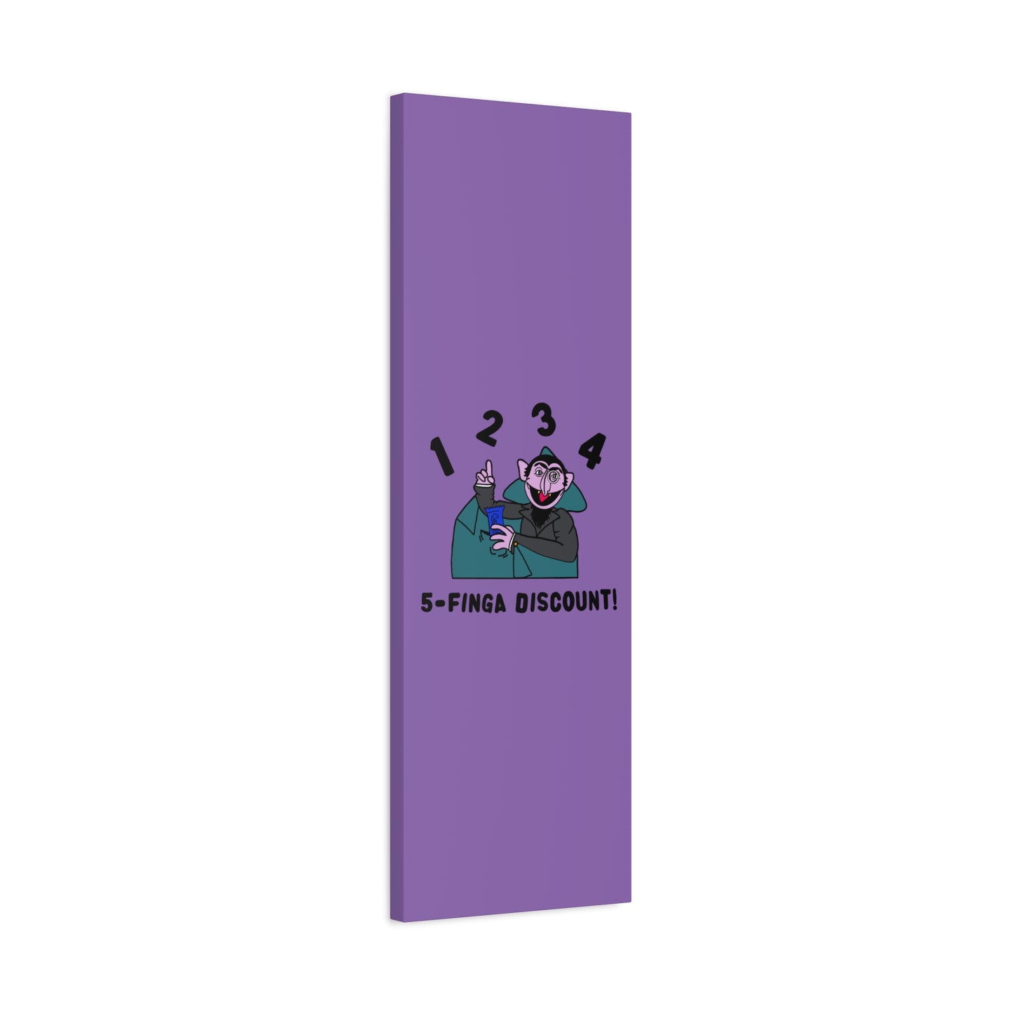 Five Finger Discount Canvas Print Light Purple - Sesame Street The Count Parody Art Print