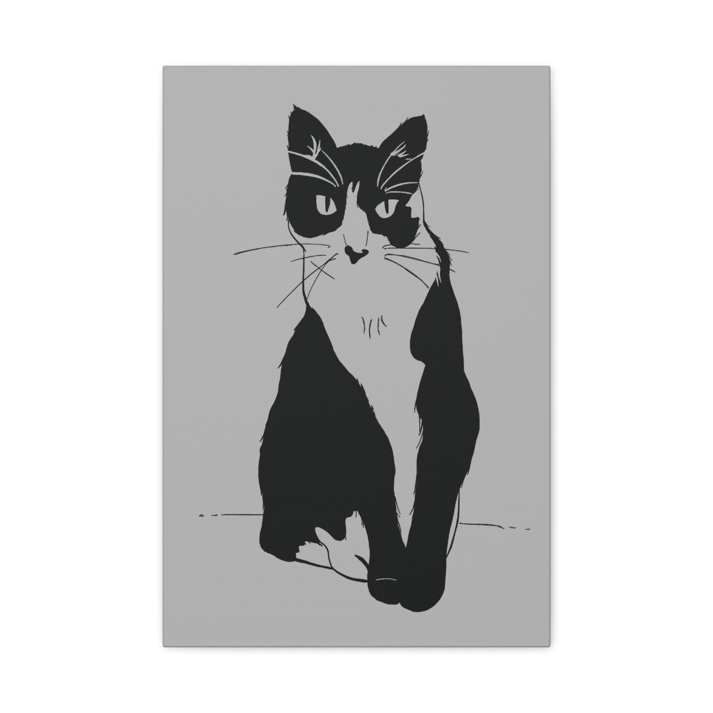 Cat Canvas Print on Grey (Transparent Style Cat) - Cat Drawing Art