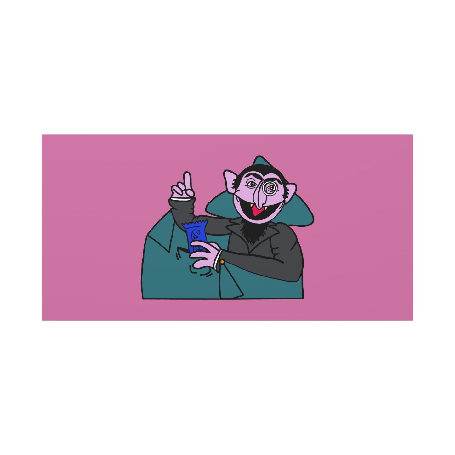 The Count Stealing Candy Canvas Print Light Pink - Sesame Street The Count Parody Art