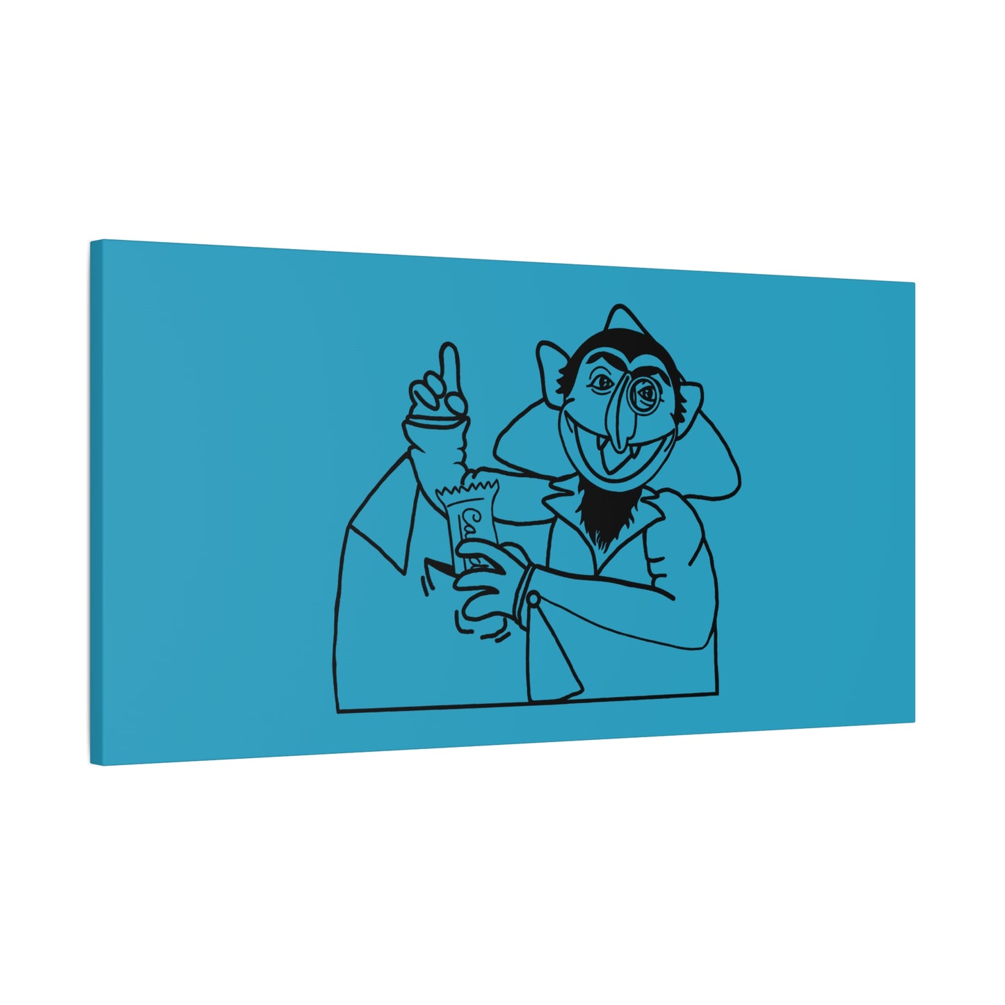The Count Stealing Candy Outline Canvas Print Turquoise - Sesame Street The Count Art Print